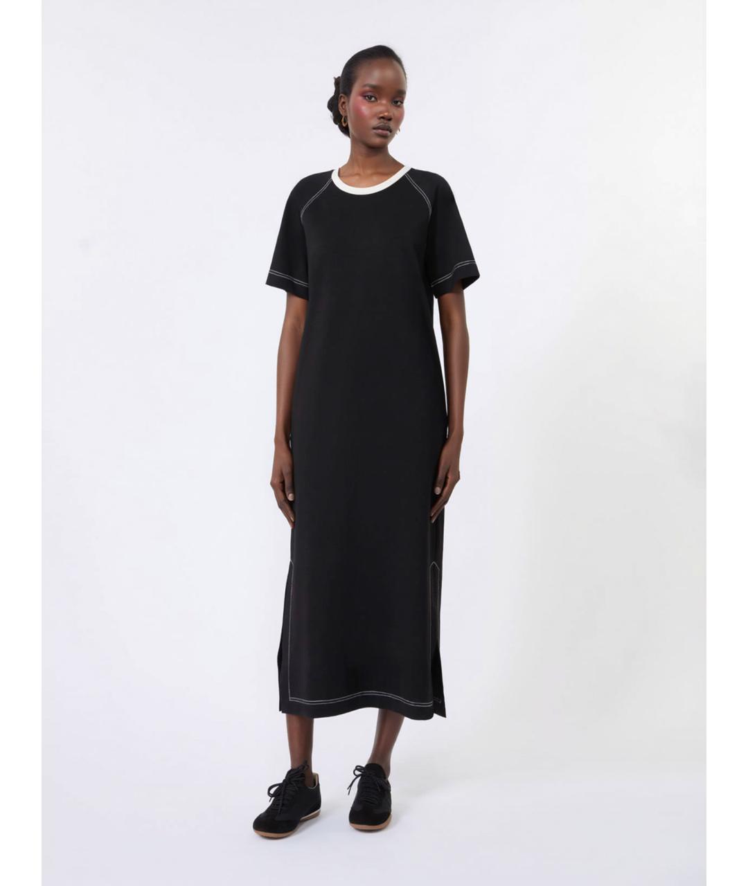 WEEKEND MAX MARA Черное хлопковое повседневное платье, фото 2