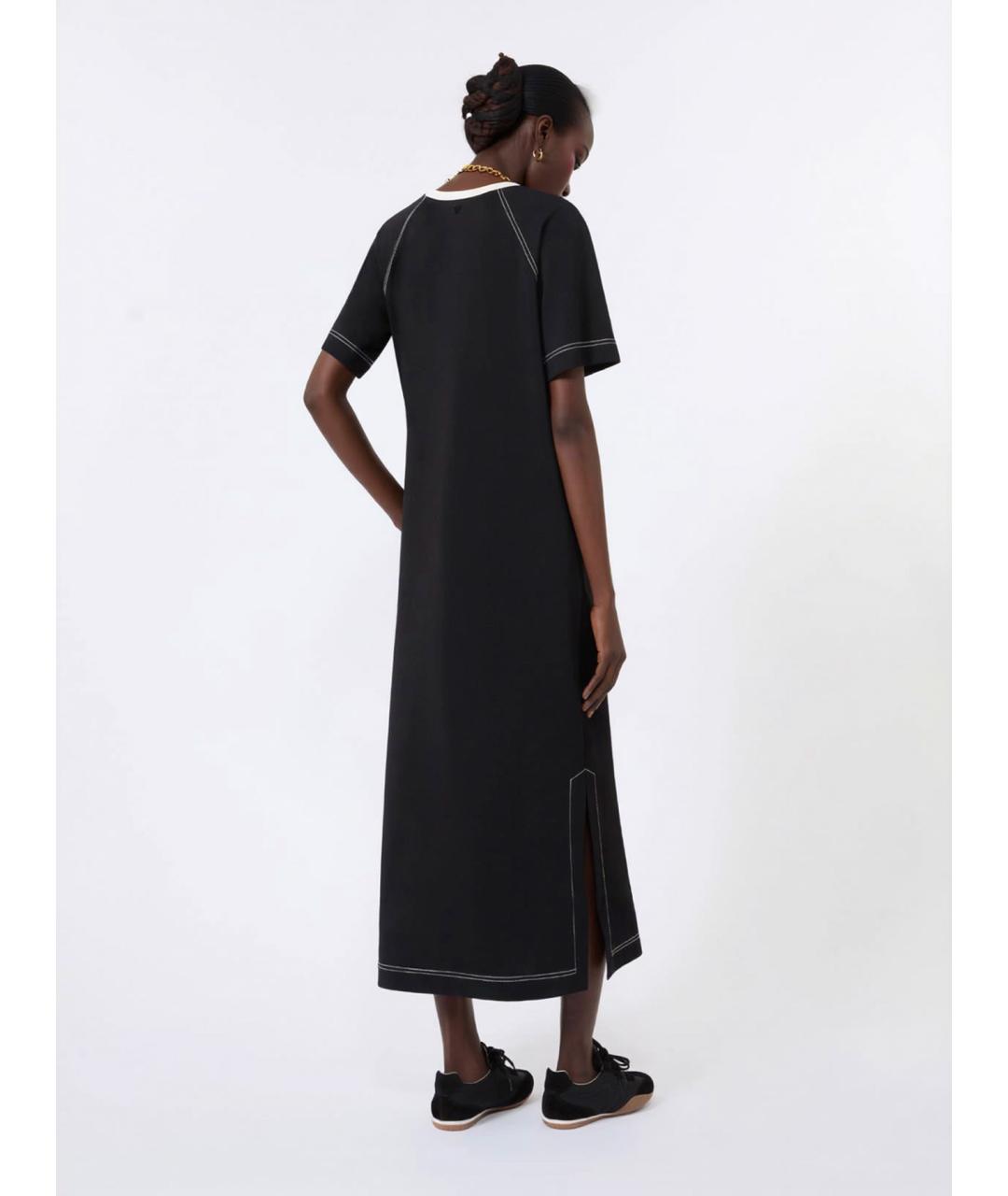 WEEKEND MAX MARA Черное хлопковое повседневное платье, фото 3