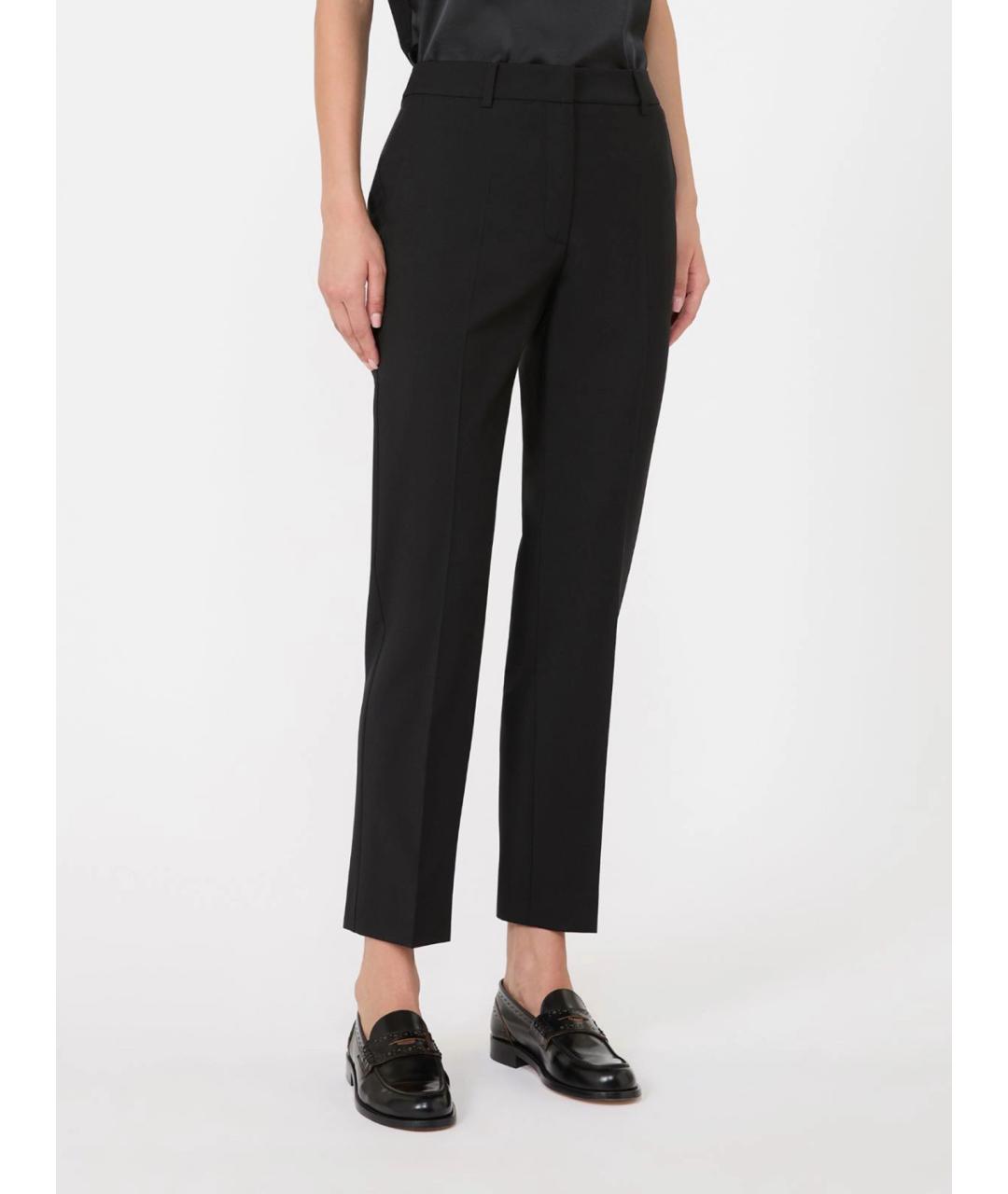 WEEKEND MAX MARA Черные шерстяные прямые брюки, фото 3