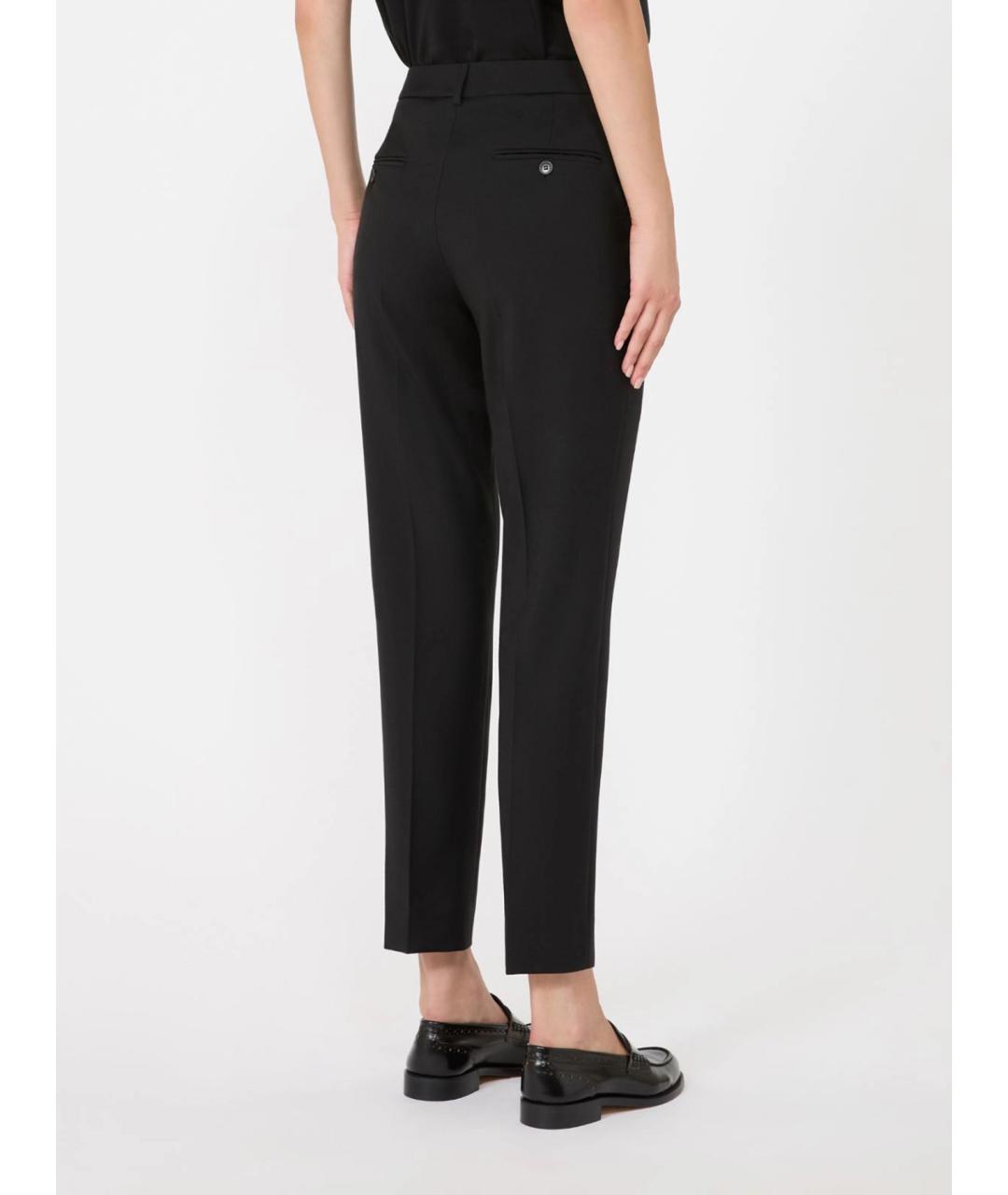 WEEKEND MAX MARA Черные шерстяные прямые брюки, фото 4