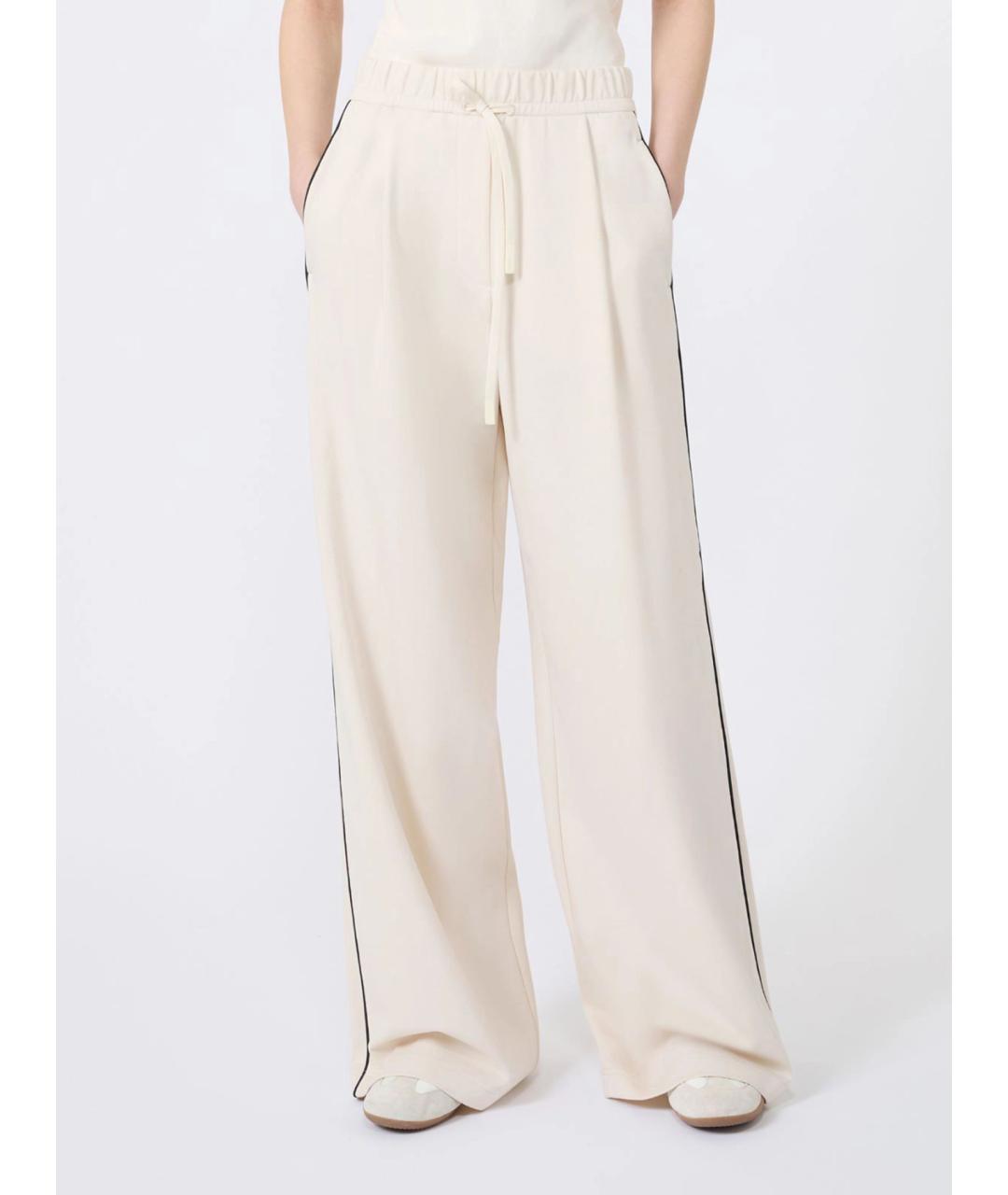 WEEKEND MAX MARA Бежевые хлопковые прямые брюки, фото 3