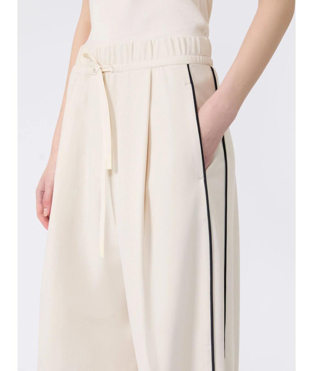 WEEKEND MAX MARA Бежевые хлопковые прямые брюки, фото 5
