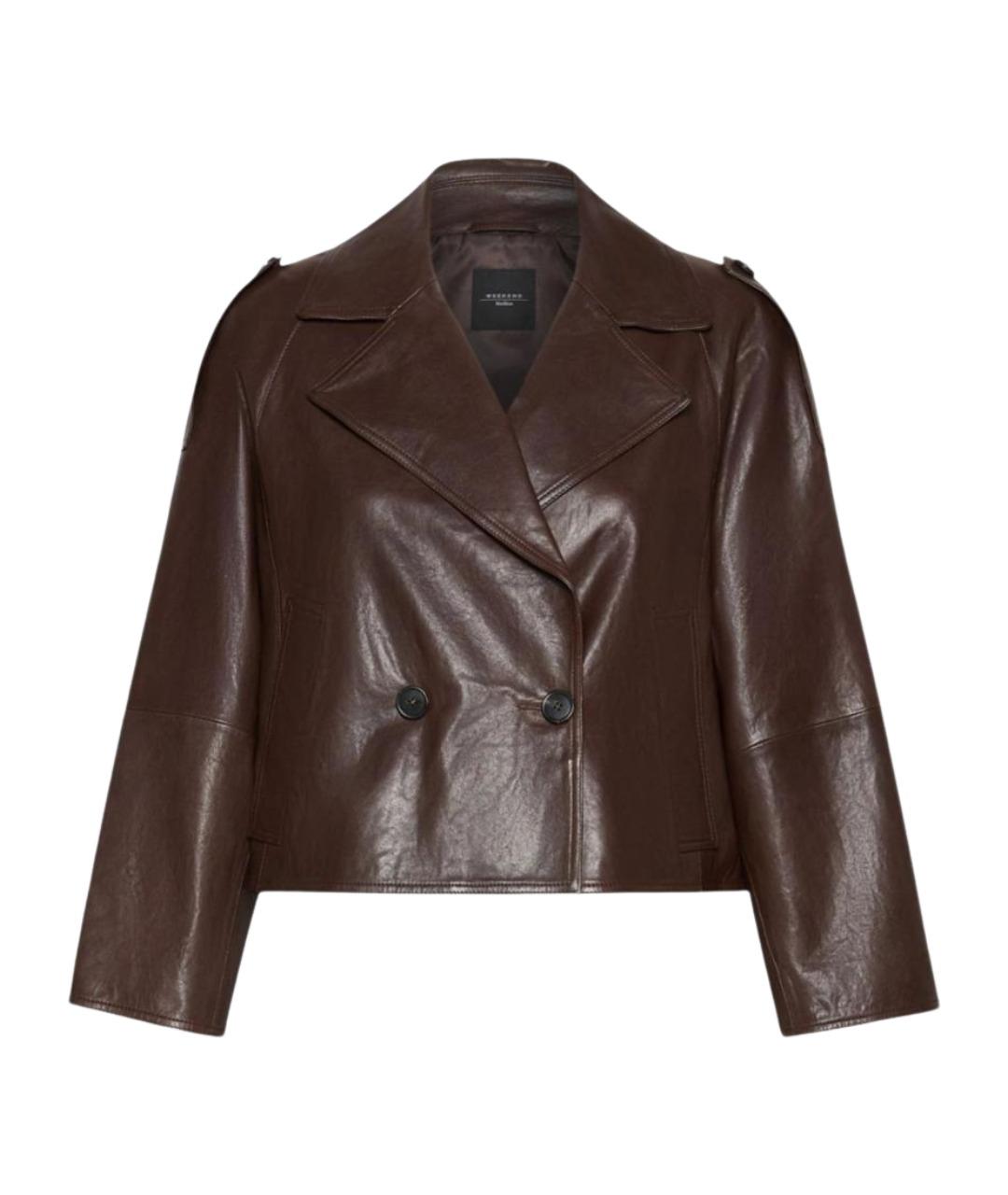 WEEKEND MAX MARA Коричневая кожаная куртка, фото 1
