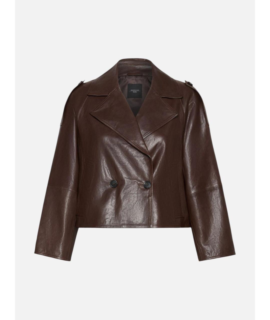WEEKEND MAX MARA Коричневая кожаная куртка, фото 6