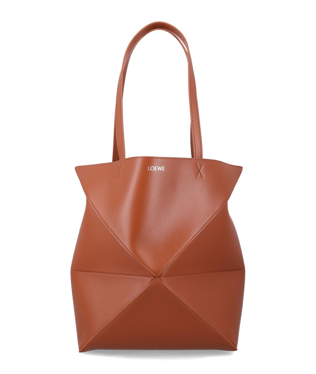 LOEWE Коричневая кожаная сумка тоут, фото 1