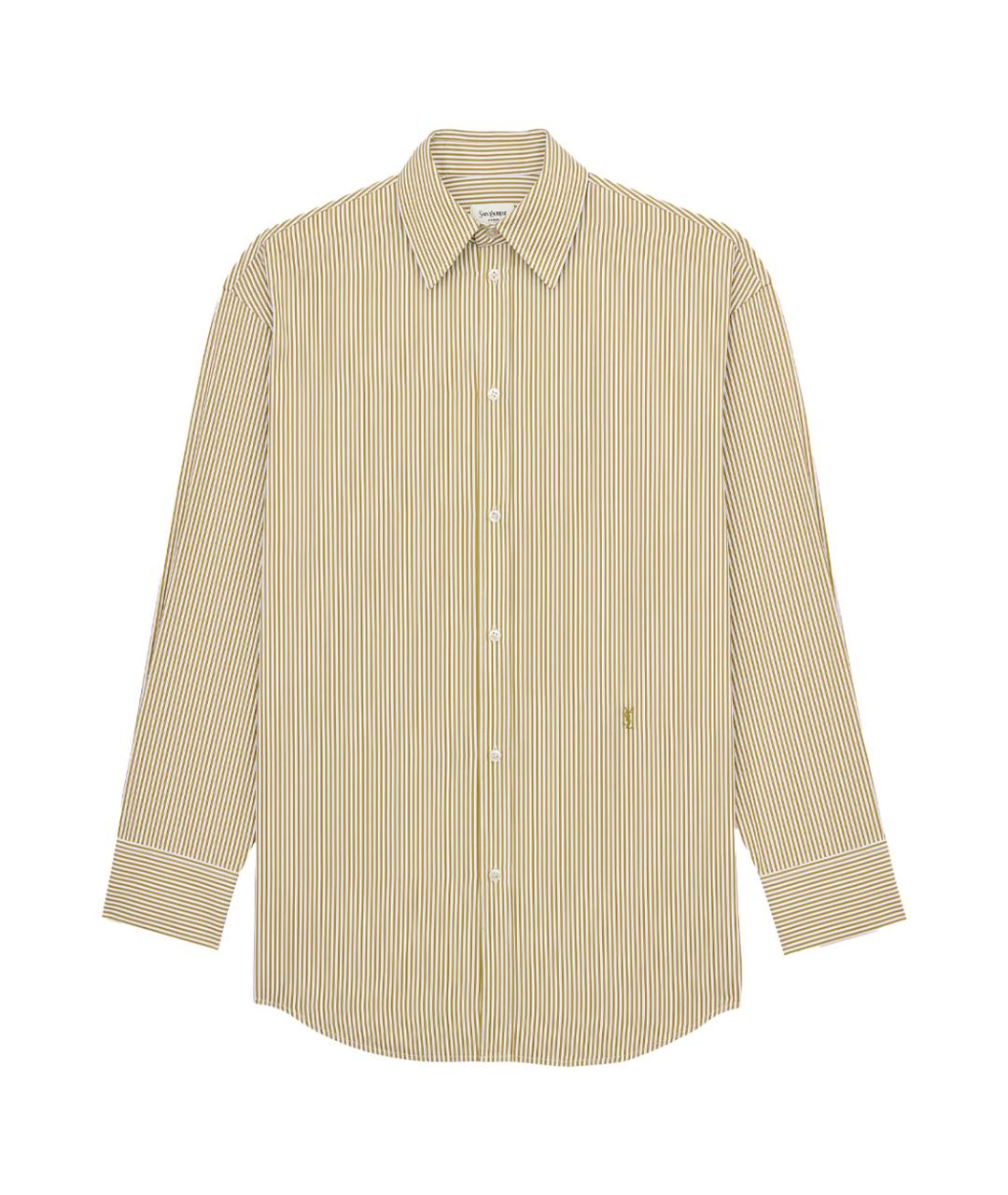 SAINT LAURENT Хаки хлопковая рубашка, фото 1