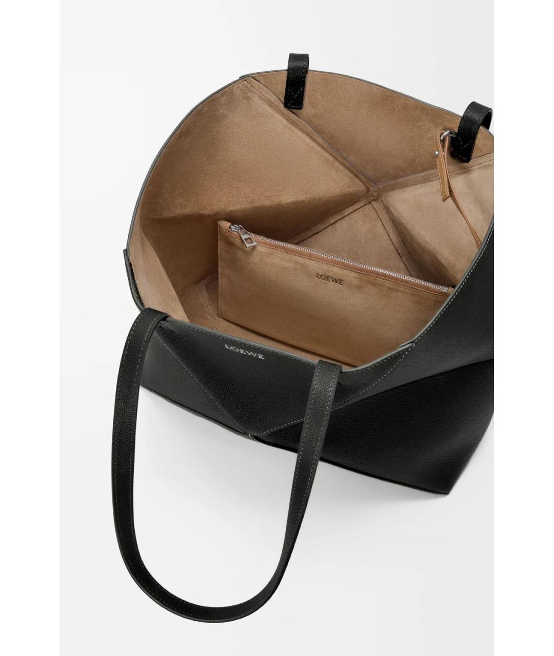 LOEWE Черная кожаная сумка тоут, фото 5