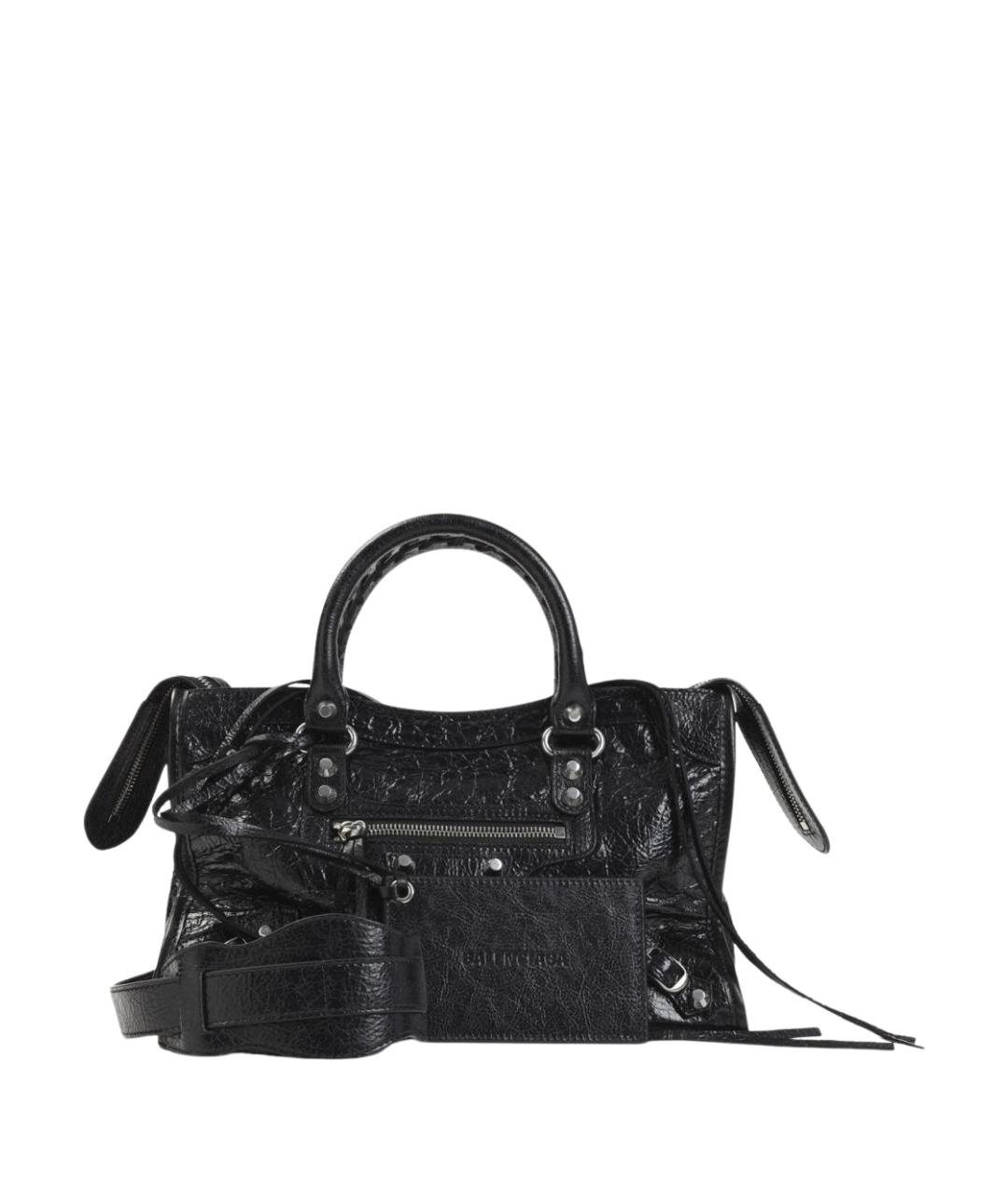 BALENCIAGA Черная сумка тоут из лакированной кожи, фото 1