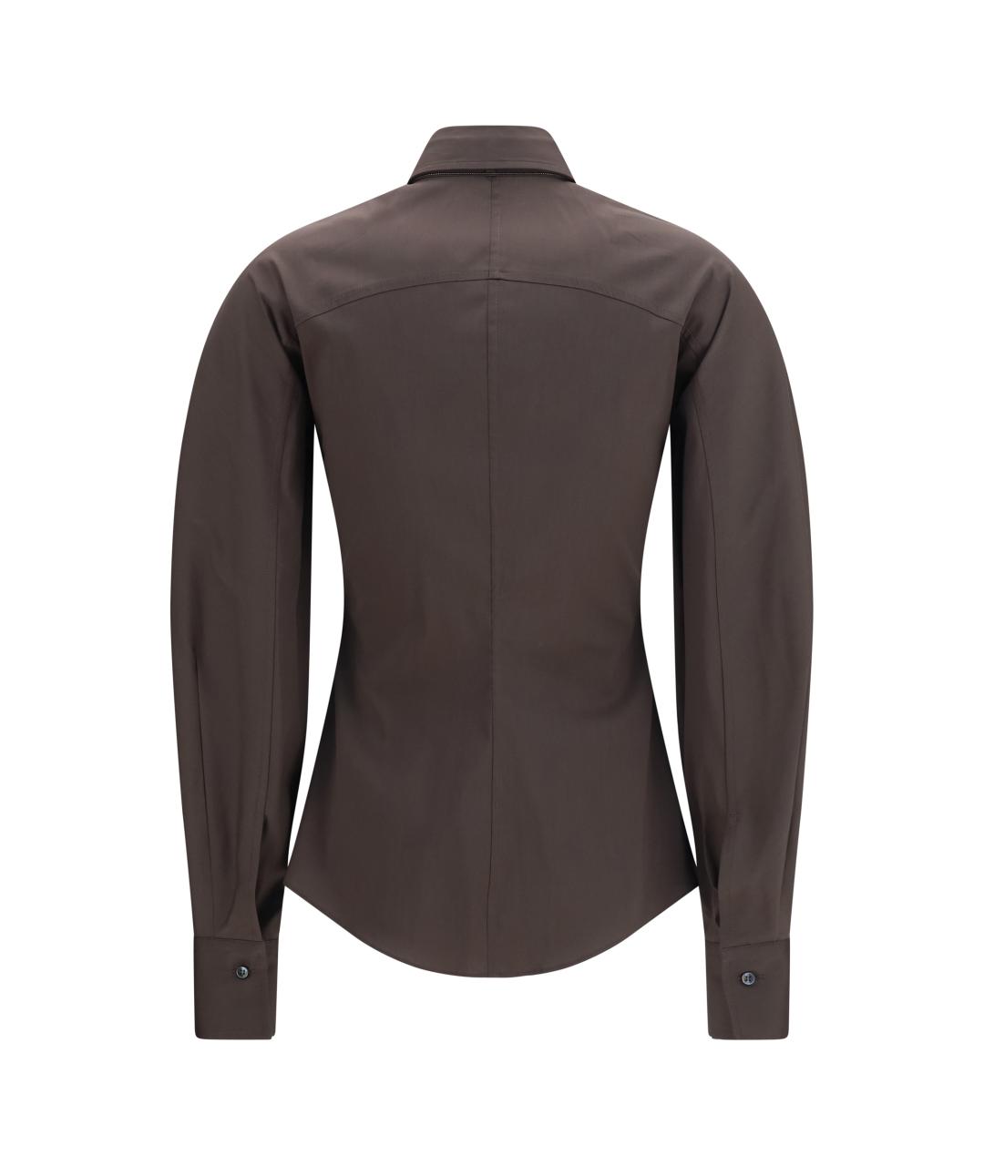 BRUNELLO CUCINELLI Коричневая хлопковая рубашка, фото 4