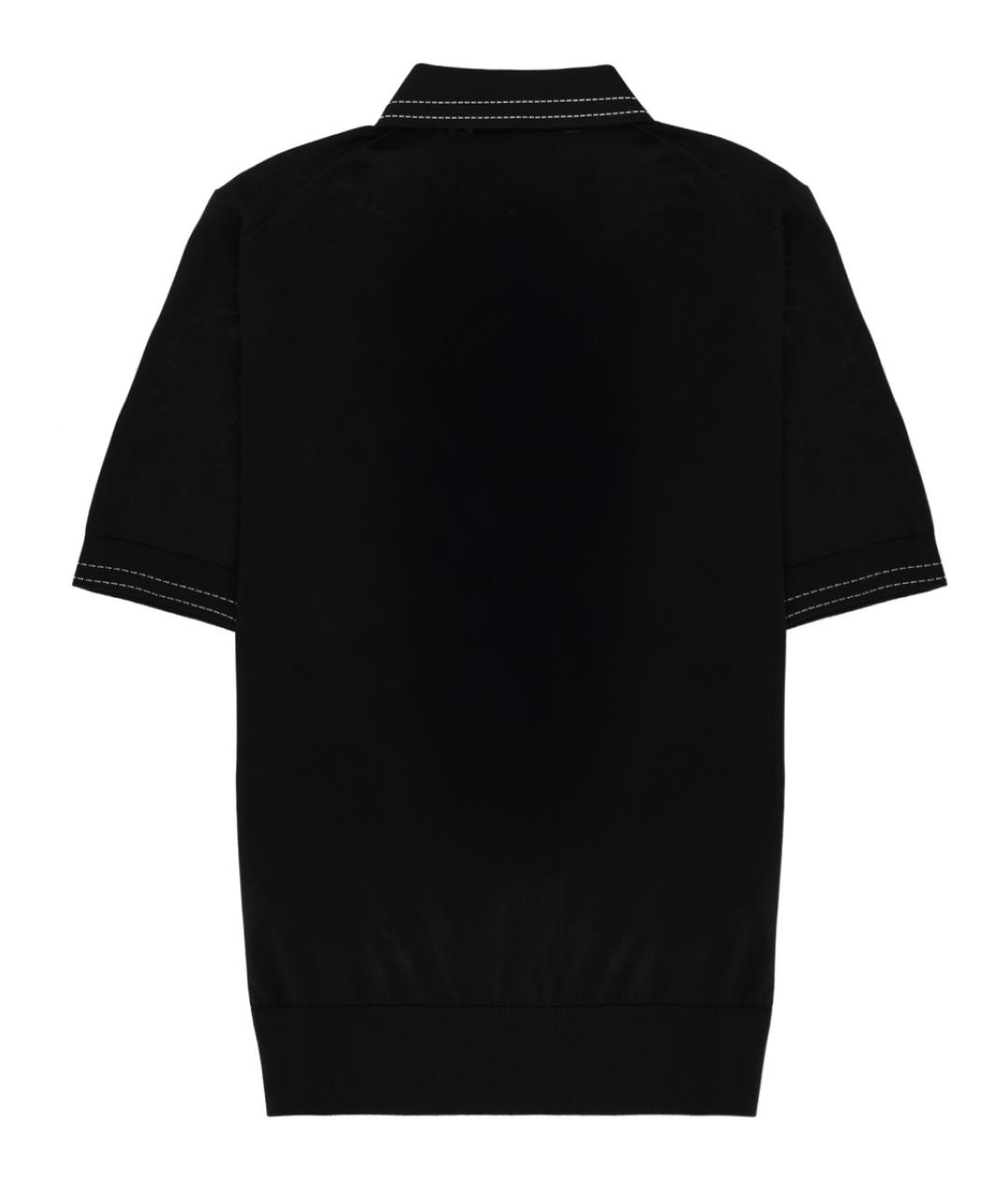 DOLCE&GABBANA Черное шелковое поло с коротким рукавом, фото 3