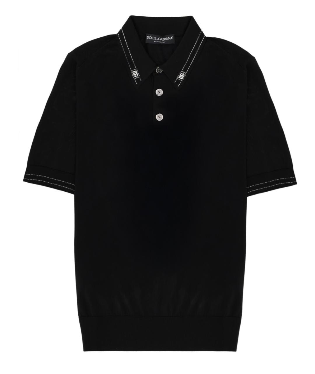 DOLCE&GABBANA Черное шелковое поло с коротким рукавом, фото 1