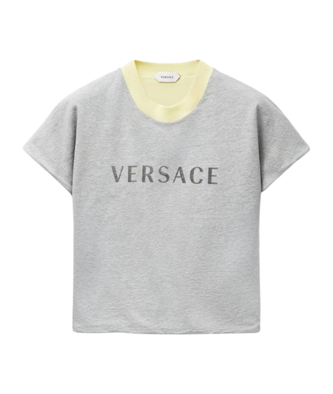 VERSACE Серая хлопковая футболка, фото 1