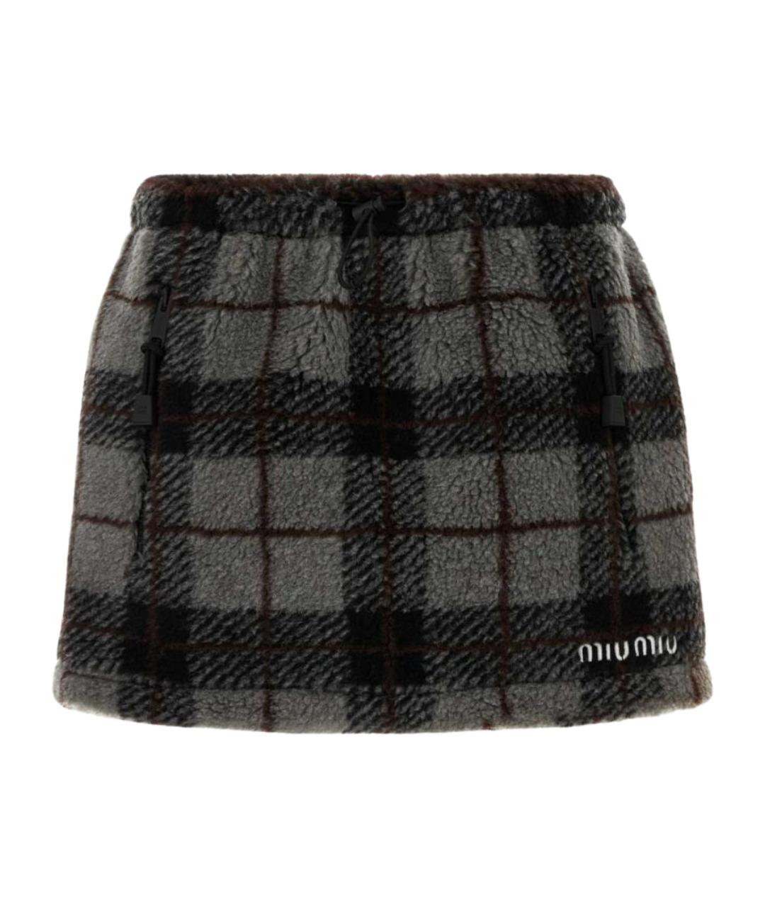 MIU MIU Мульти нейлоновая юбка мини, фото 1
