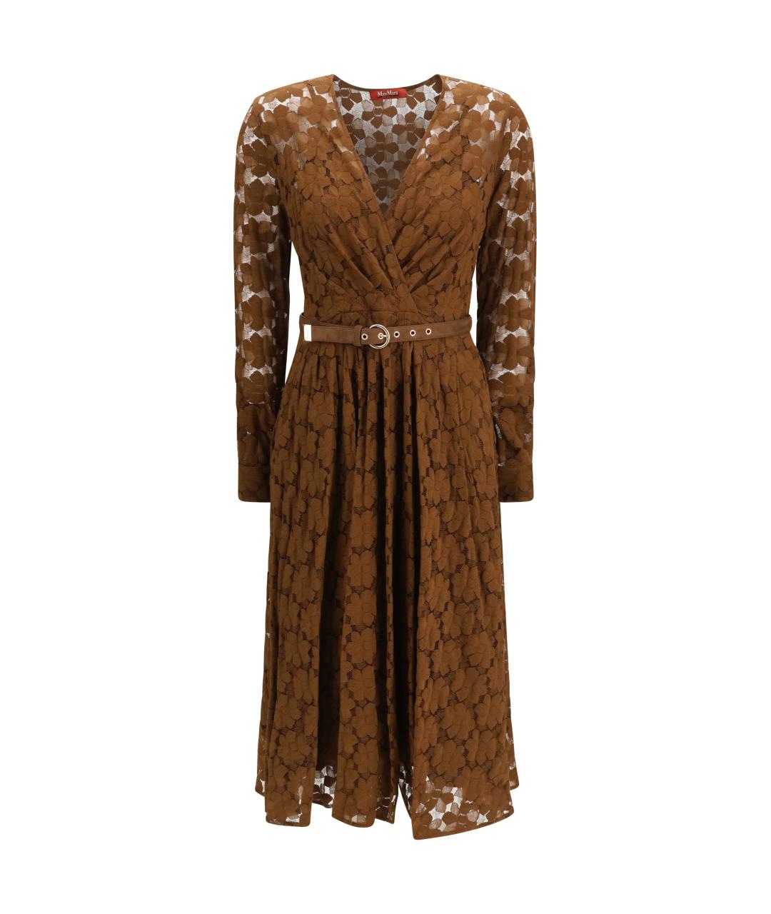 MAX MARA STUDIO Коричневое хлопковое повседневное платье, фото 2