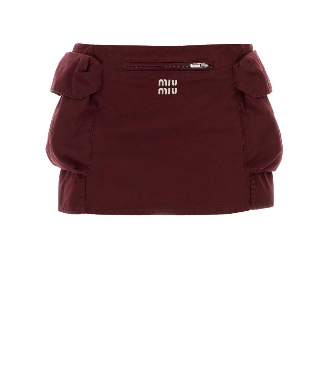 MIU MIU Бордовая хлопковая юбка мини, фото 4
