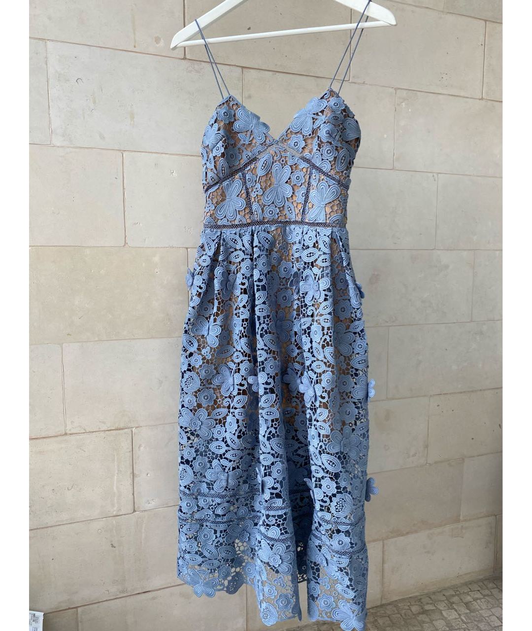 SELF-PORTRAIT Голубое кружевное вечернее платье, фото 2