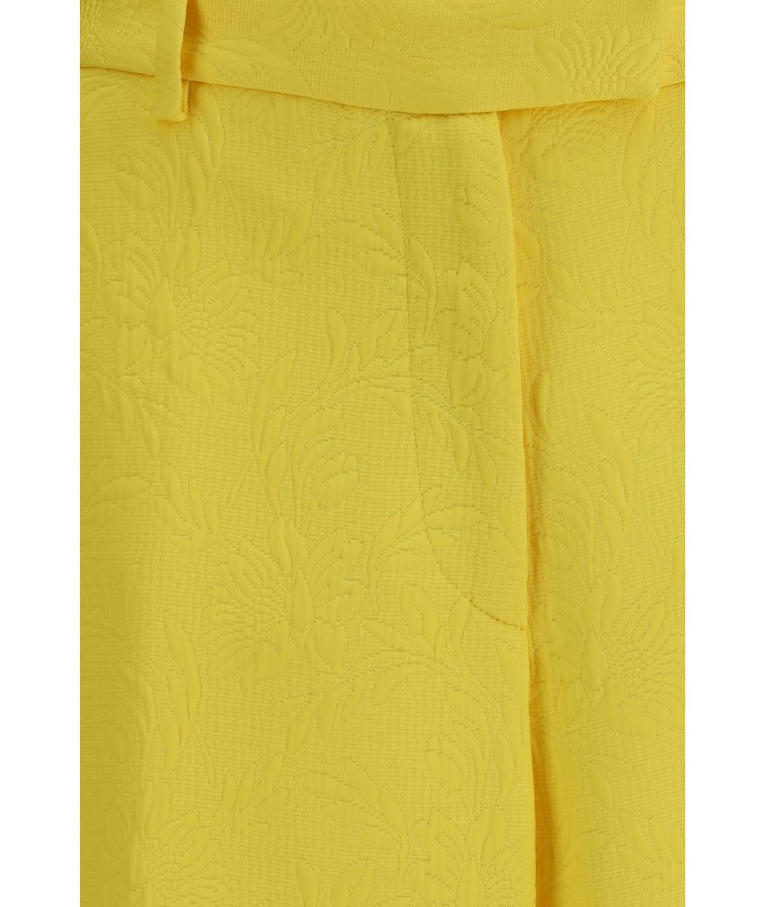DRIES VAN NOTEN Желтые хлопковые прямые брюки, фото 3