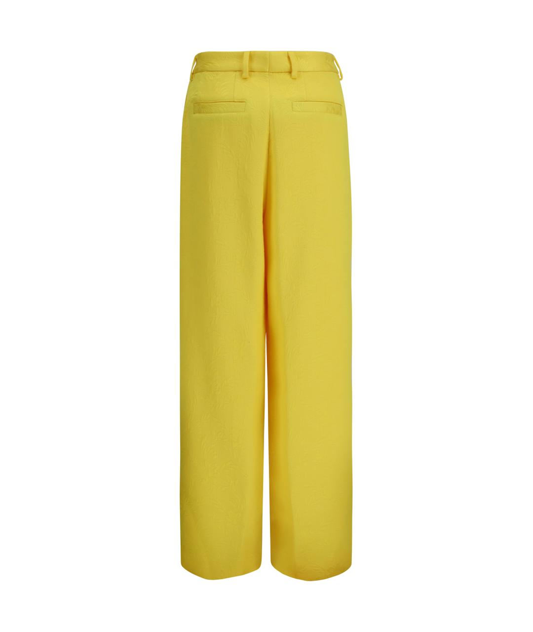 DRIES VAN NOTEN Желтые хлопковые прямые брюки, фото 2