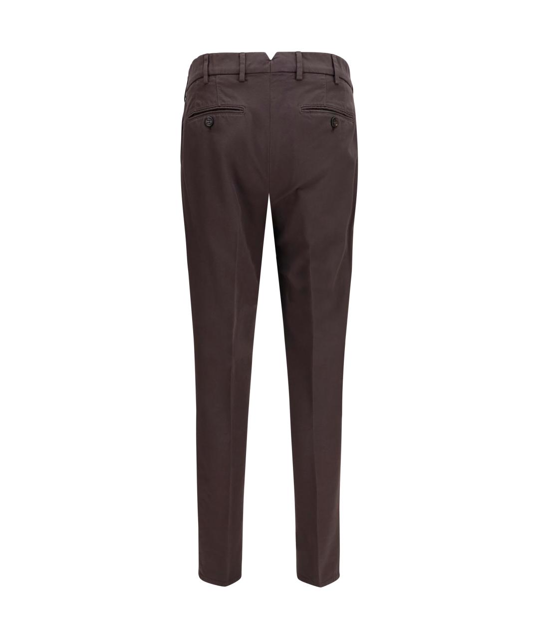 BRUNELLO CUCINELLI Коричневые хлопковые повседневные брюки, фото 5
