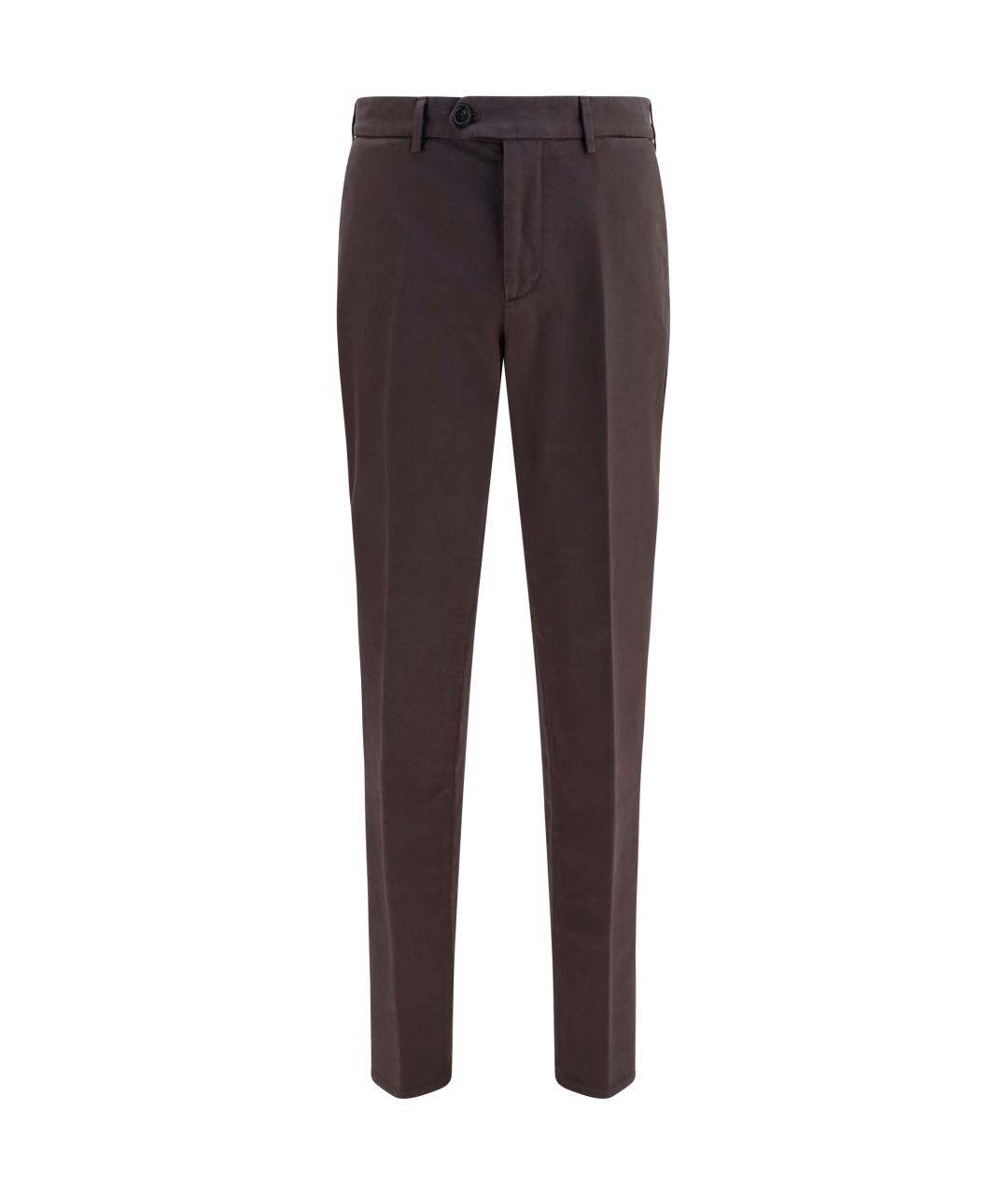 BRUNELLO CUCINELLI Коричневые хлопковые повседневные брюки, фото 2