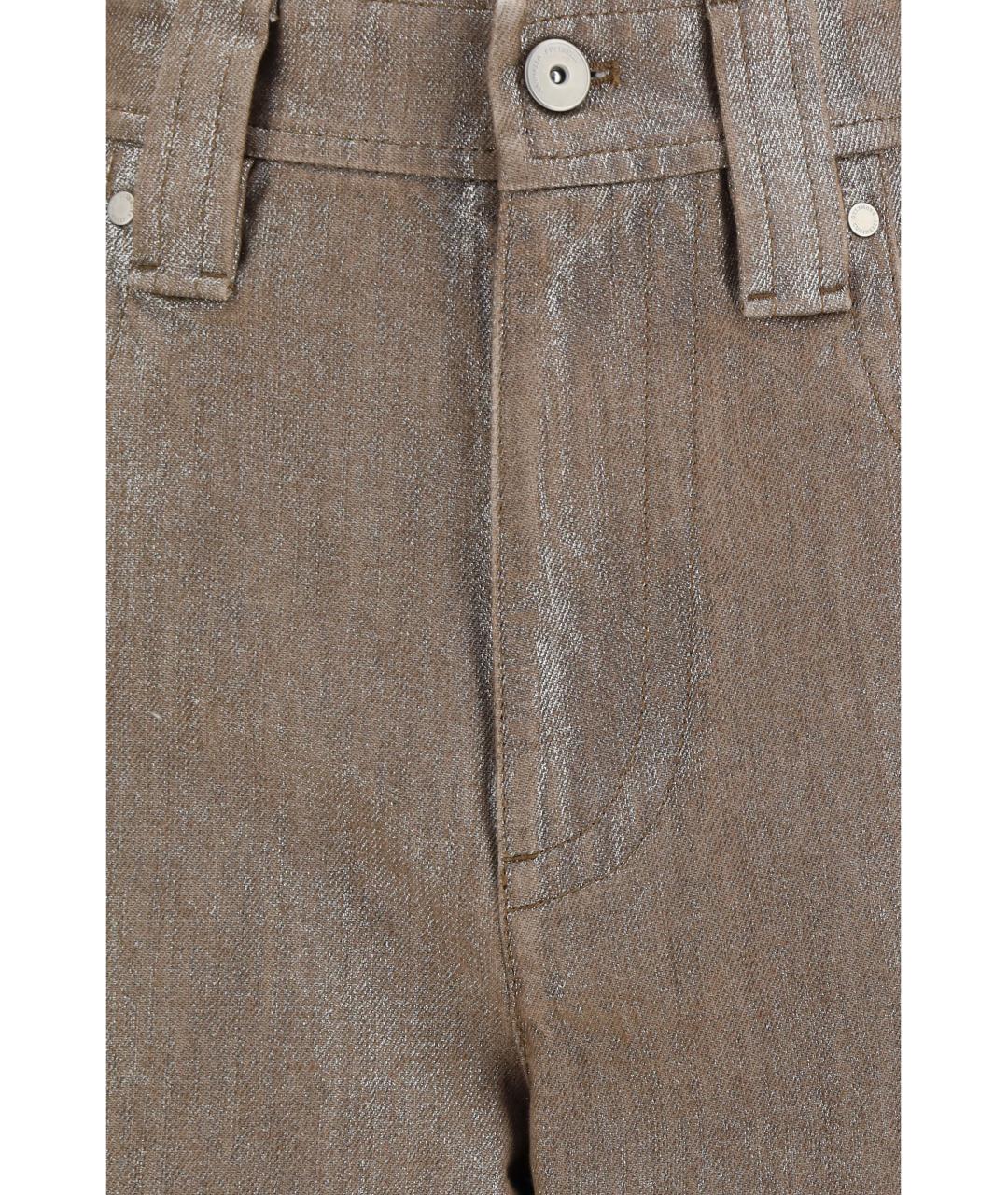 BRUNELLO CUCINELLI Бежевые хлопковые прямые джинсы, фото 3