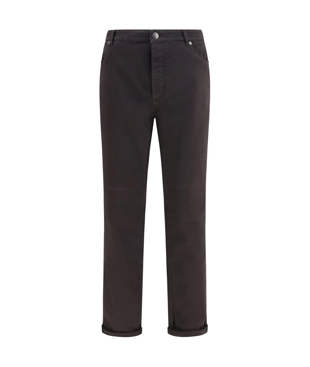 BRUNELLO CUCINELLI Коричневые хлопковые повседневные брюки, фото 1