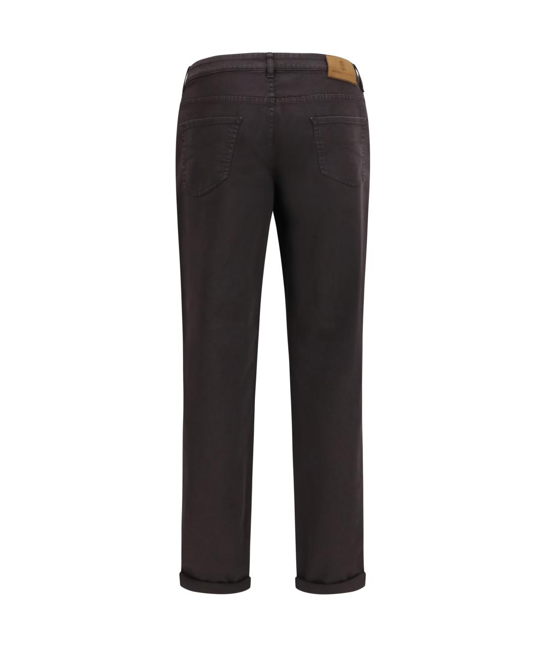 BRUNELLO CUCINELLI Коричневые хлопковые повседневные брюки, фото 5