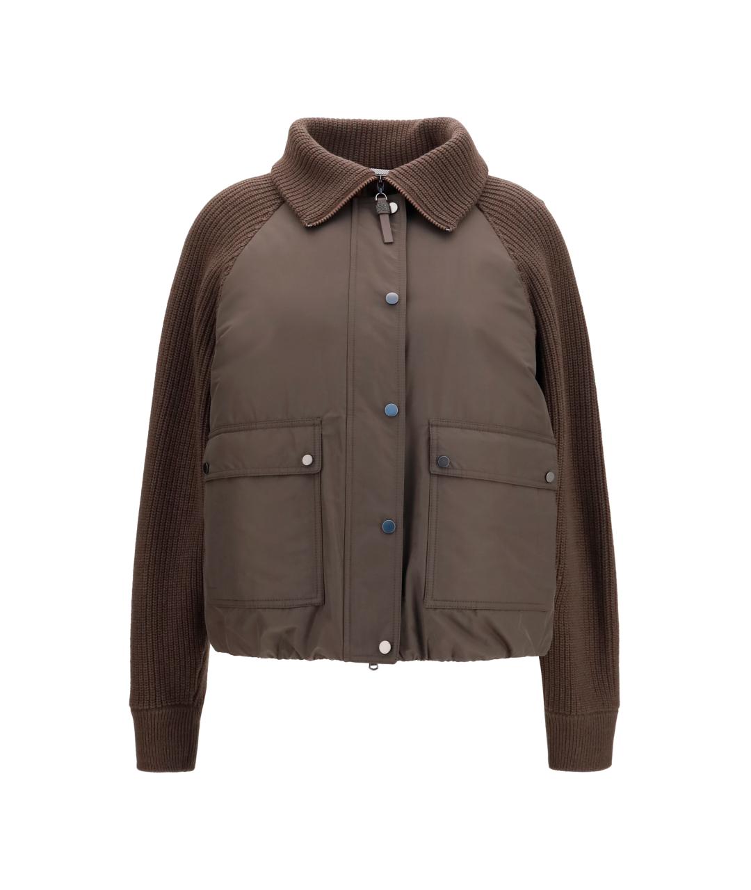 BRUNELLO CUCINELLI Коричневая полиэстеровая куртка, фото 4