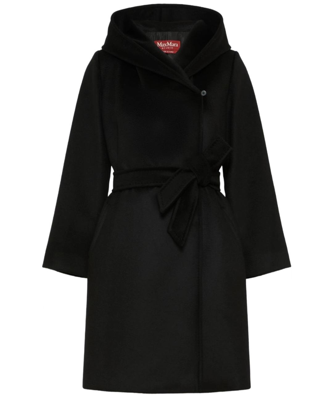 MAX MARA STUDIO Черное шерстяное пальто, фото 3