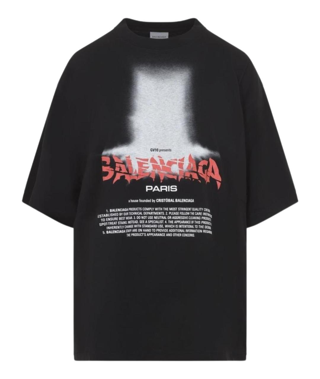 BALENCIAGA Черная хлопковая футболка, фото 1