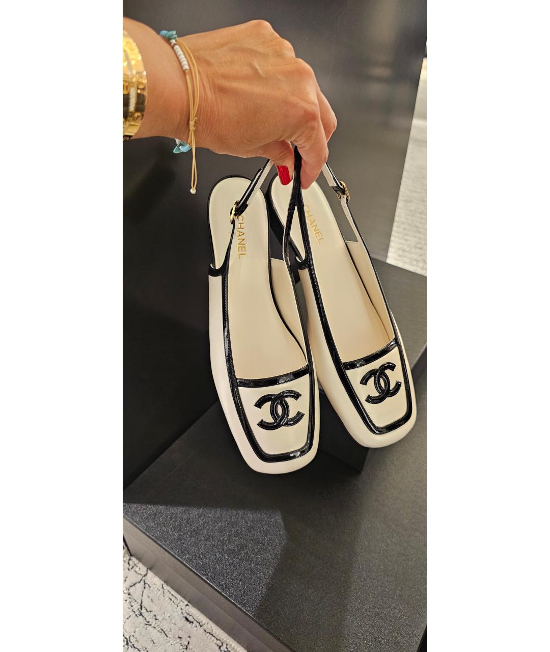CHANEL Белые кожаные туфли, фото 3