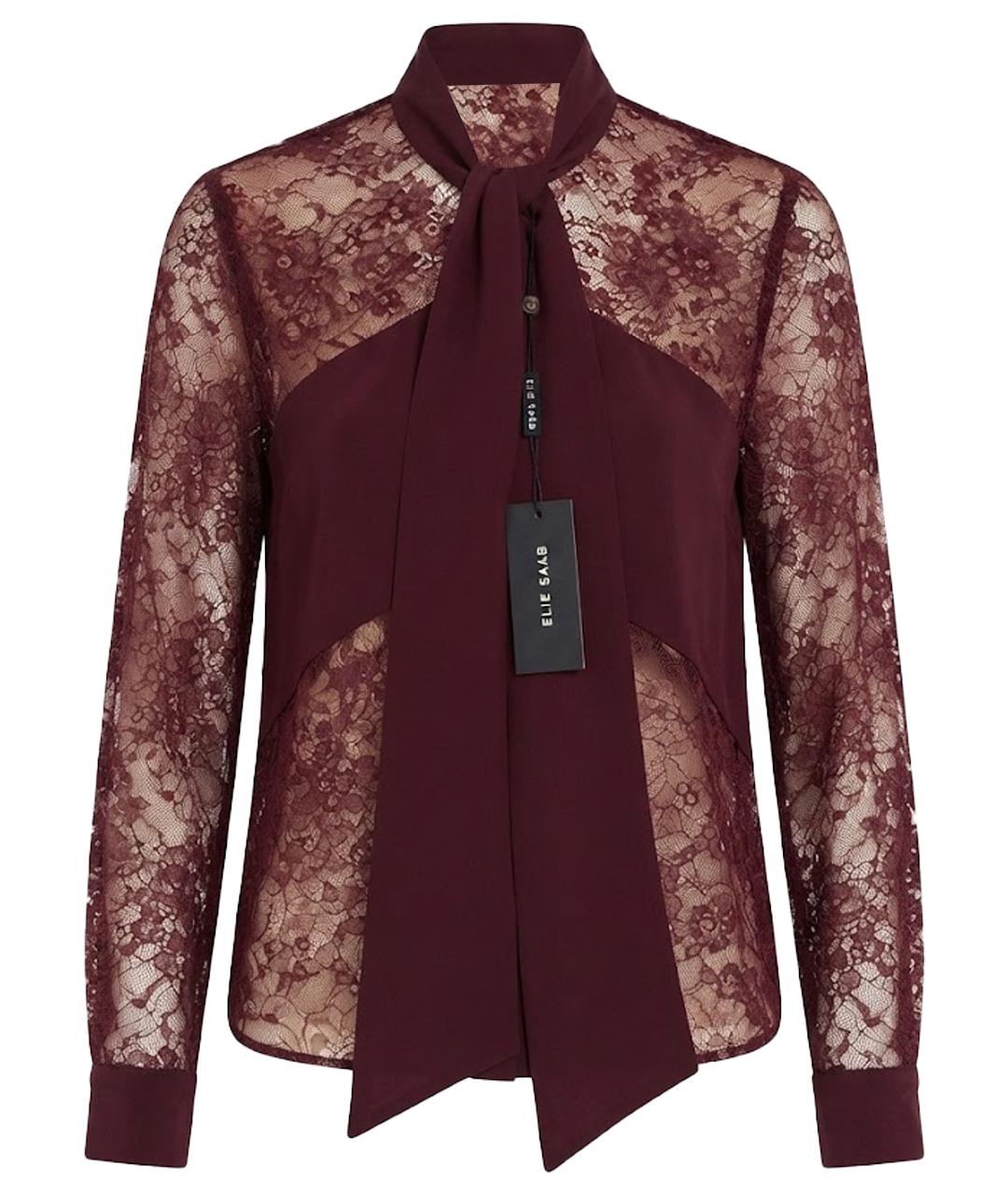 ELIE SAAB Бордовая шелковая блузы, фото 1