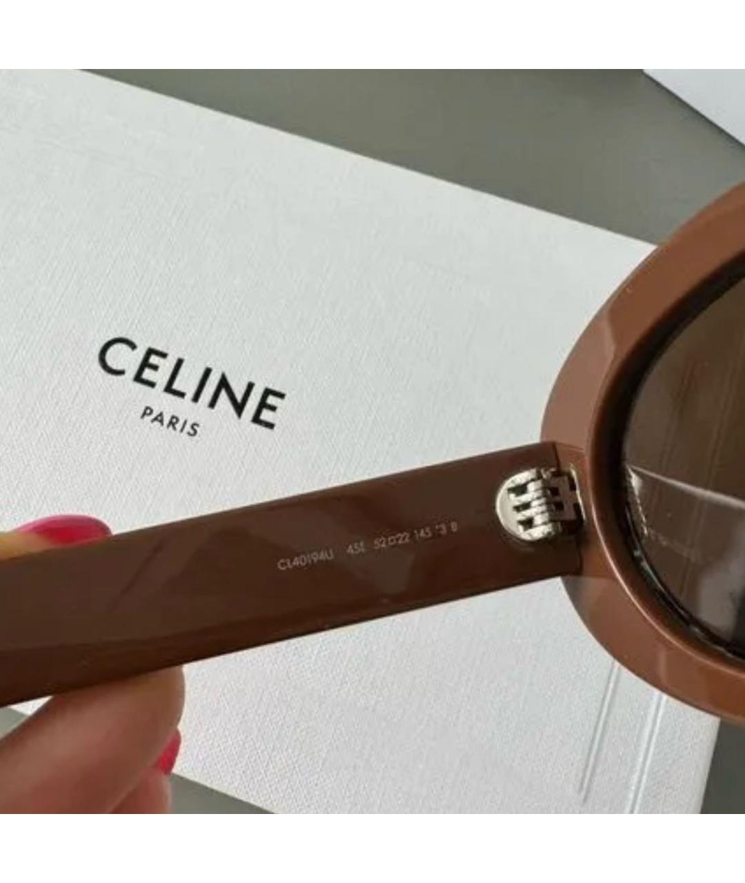 CELINE Коричневые пластиковые солнцезащитные очки, фото 4