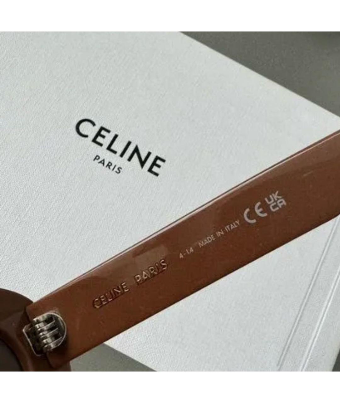 CELINE Коричневые пластиковые солнцезащитные очки, фото 6