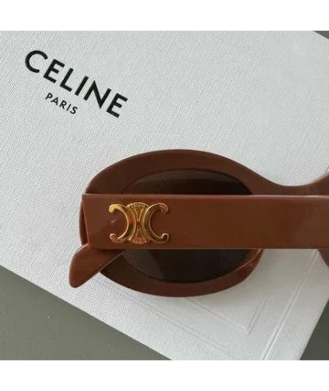 CELINE Коричневые пластиковые солнцезащитные очки, фото 3