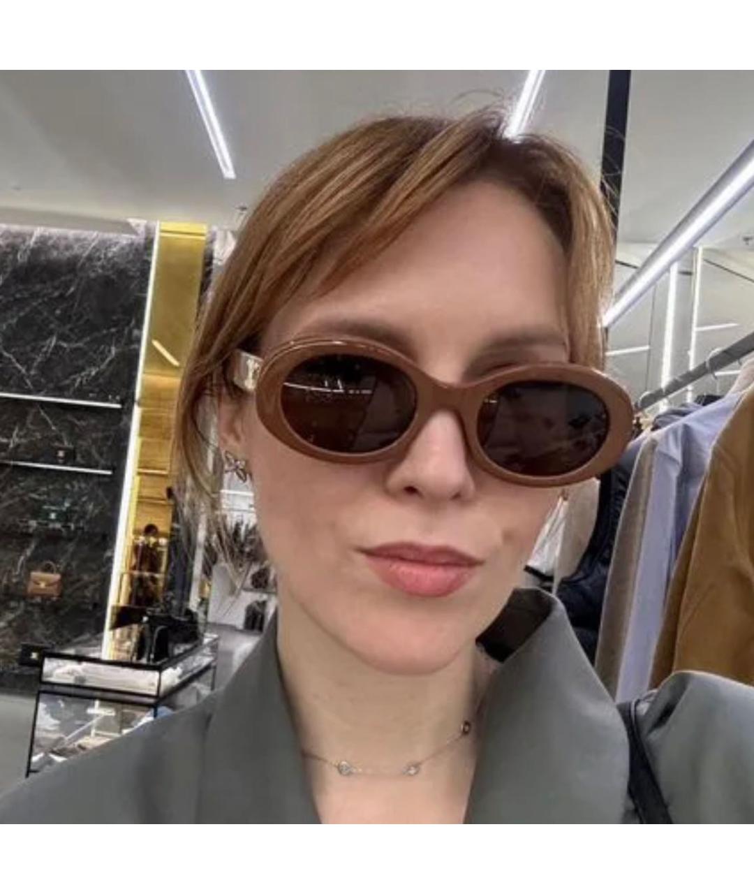 CELINE Коричневые пластиковые солнцезащитные очки, фото 5