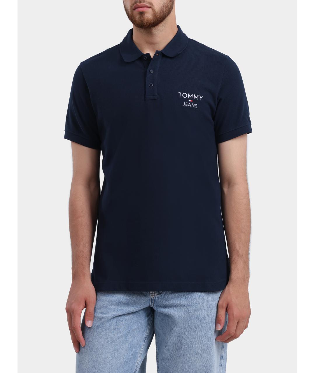 TOMMY HILFIGER Темно-синее хлопковое поло с коротким рукавом, фото 7