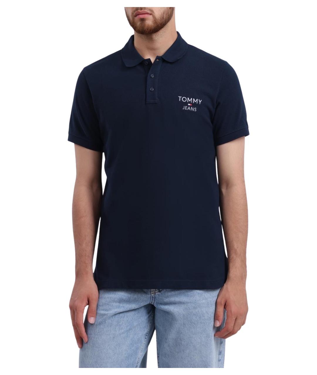 TOMMY HILFIGER Темно-синее хлопковое поло с коротким рукавом, фото 2