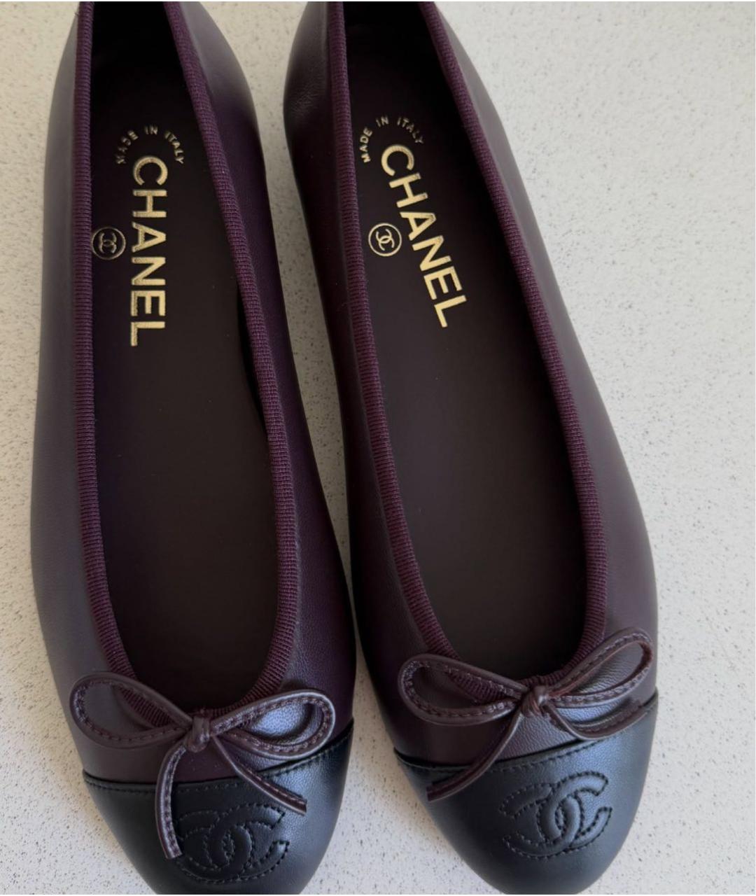 CHANEL Бордовые кожаные балетки, фото 3