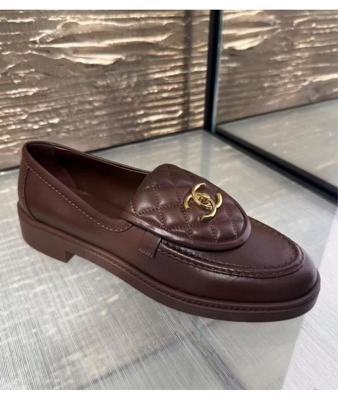 CHANEL Коричневые кожаные лоферы, фото 5