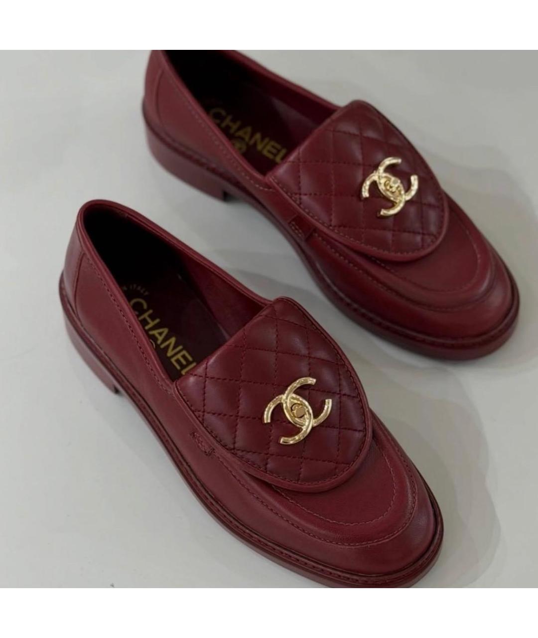 CHANEL Красные кожаные лоферы, фото 3