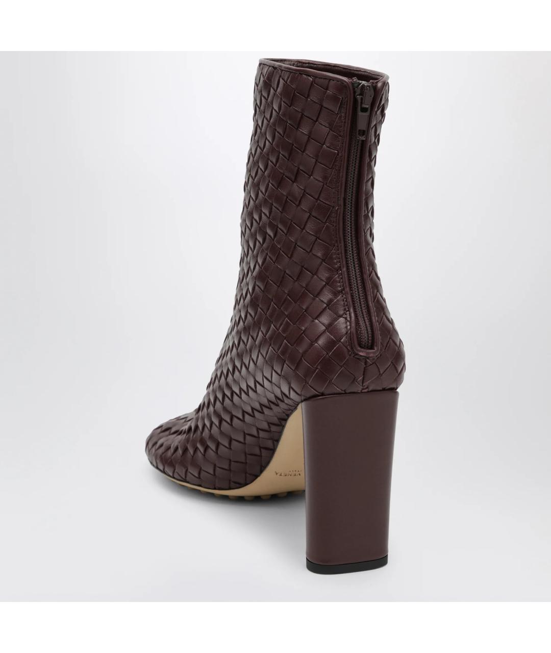 BOTTEGA VENETA Бордовые кожаные ботильоны, фото 4