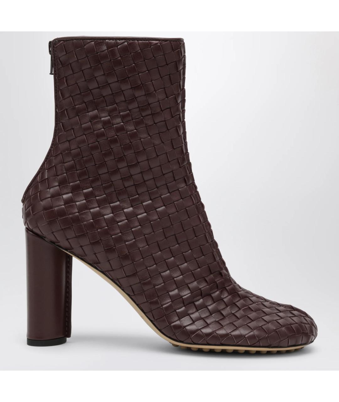 BOTTEGA VENETA Бордовые кожаные ботильоны, фото 6