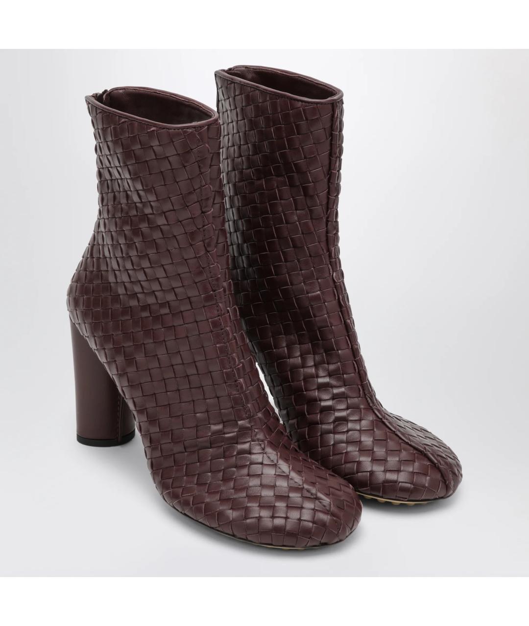BOTTEGA VENETA Бордовые кожаные ботильоны, фото 2