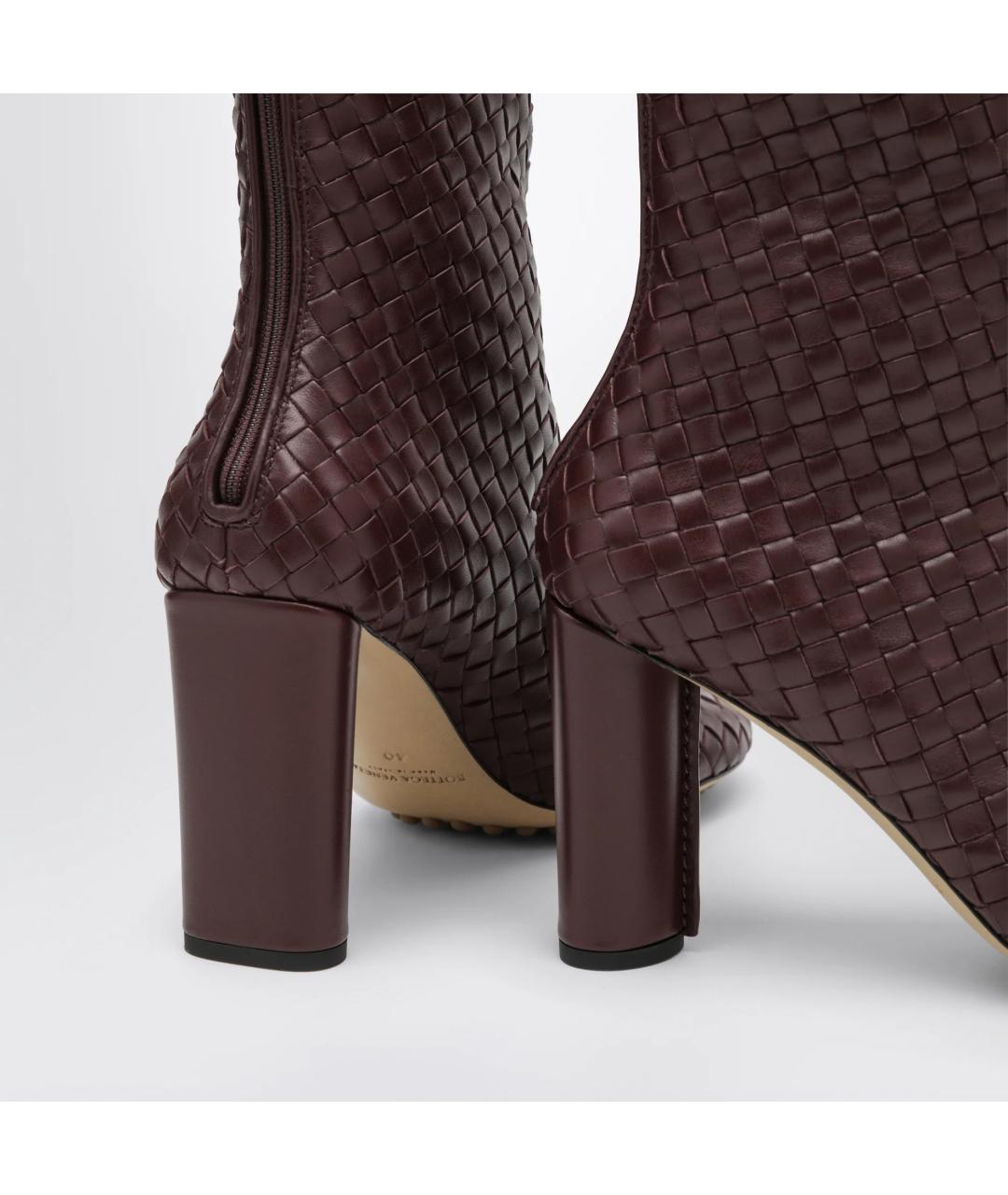 BOTTEGA VENETA Бордовые кожаные ботильоны, фото 5