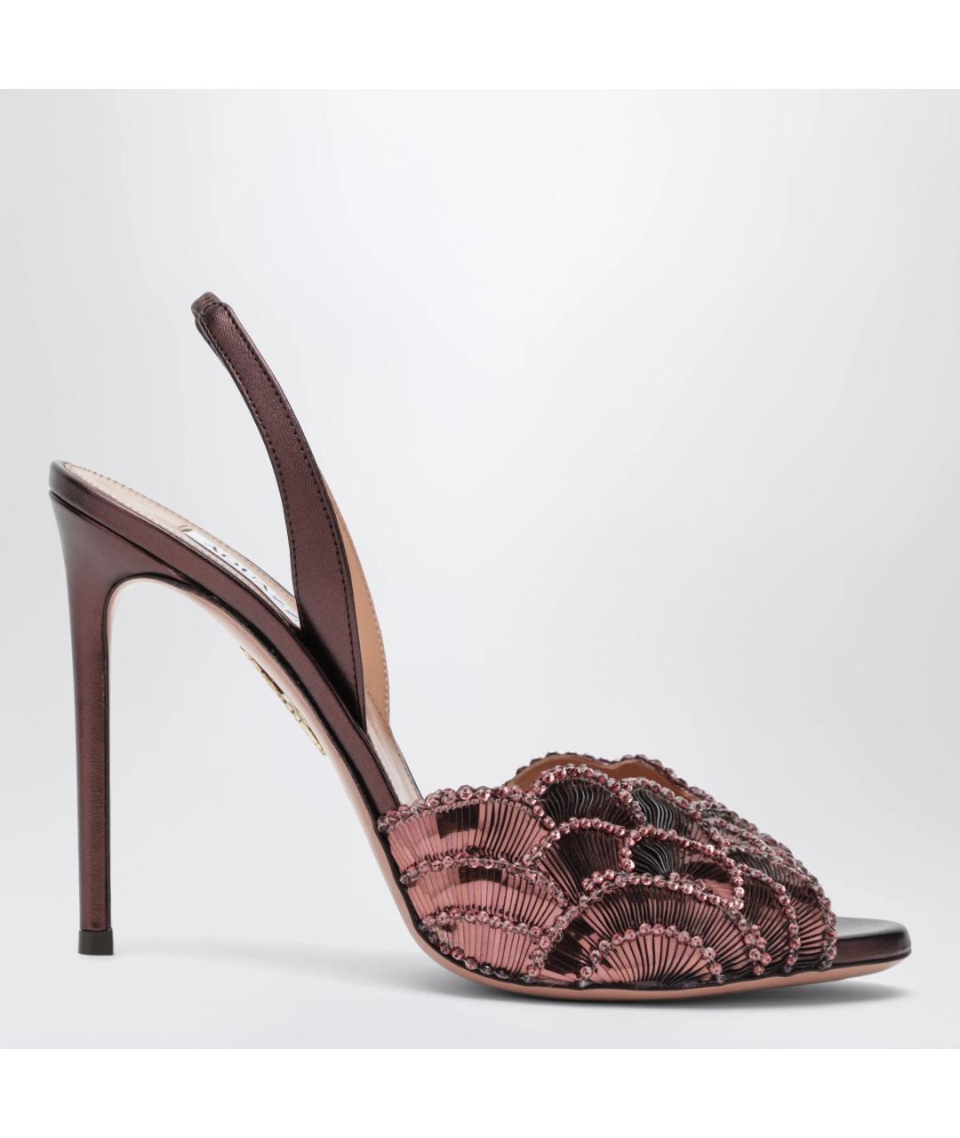 AQUAZZURA Фиолетовые кожаные босоножки, фото 3