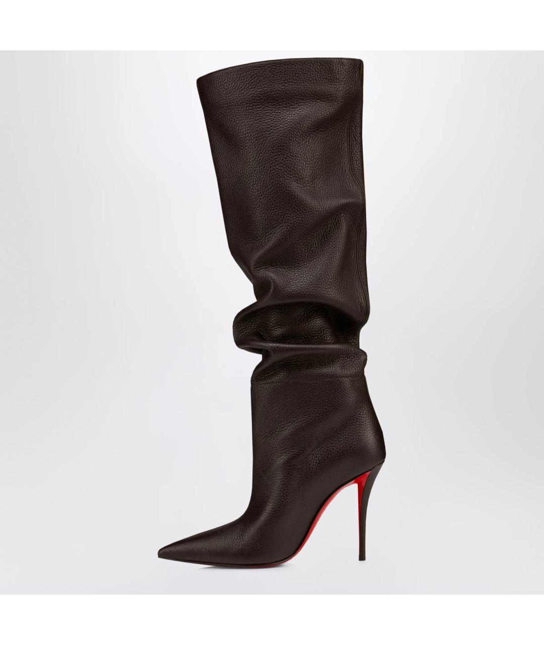 CHRISTIAN LOUBOUTIN Коричневые кожаные сапоги, фото 3