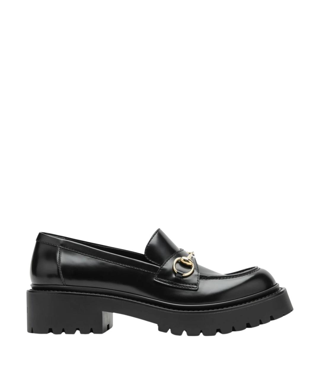 GUCCI Черные кожаные лоферы, фото 1