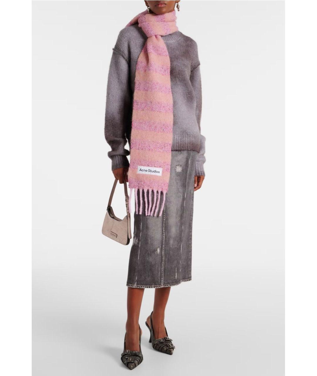 ACNE STUDIOS Розовый шерстяной шарф, фото 7