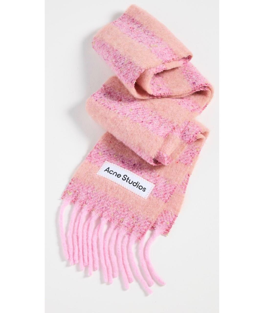 ACNE STUDIOS Розовый шерстяной шарф, фото 8